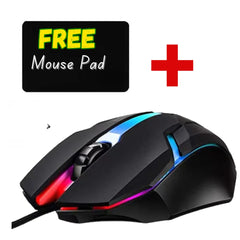 Original 3-in-1 Wired RGB Gaming Combo: Backlit Keyboard with FN Shortcuts - Mouse & Mouse Pad Set for PC/Laptop (Black and White) 104 keys -By Panorama