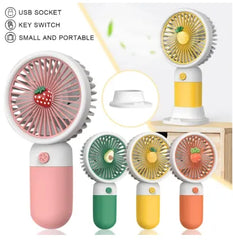 Summer USB Rechargeable Handheld Mini Fan Toy Cartoon Design for Kids Outdoor Portable Desktop Use