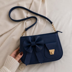 Bella Bow Shoulder Bag – Fashion Mini Handbag with Decorative Bow Design – Black