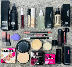 15Pcs Makeup Deal - Fixer + Lipgloss + Concealer + Primer + Foundation + Bullet Lipstick + Blender + 36H Liner + 2Pcs Pencil + 2 Nail Polish + Foundation Stick + Base + Loose Powder + Pan Cake